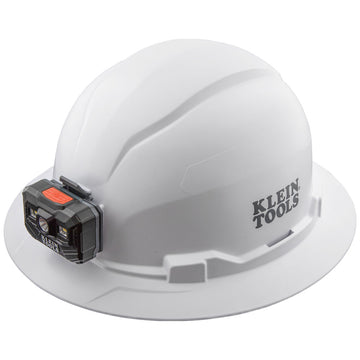 Klein Hard Hat, Non-Vented, Full Brim with Rechargeable Headlamp, White 60406RL