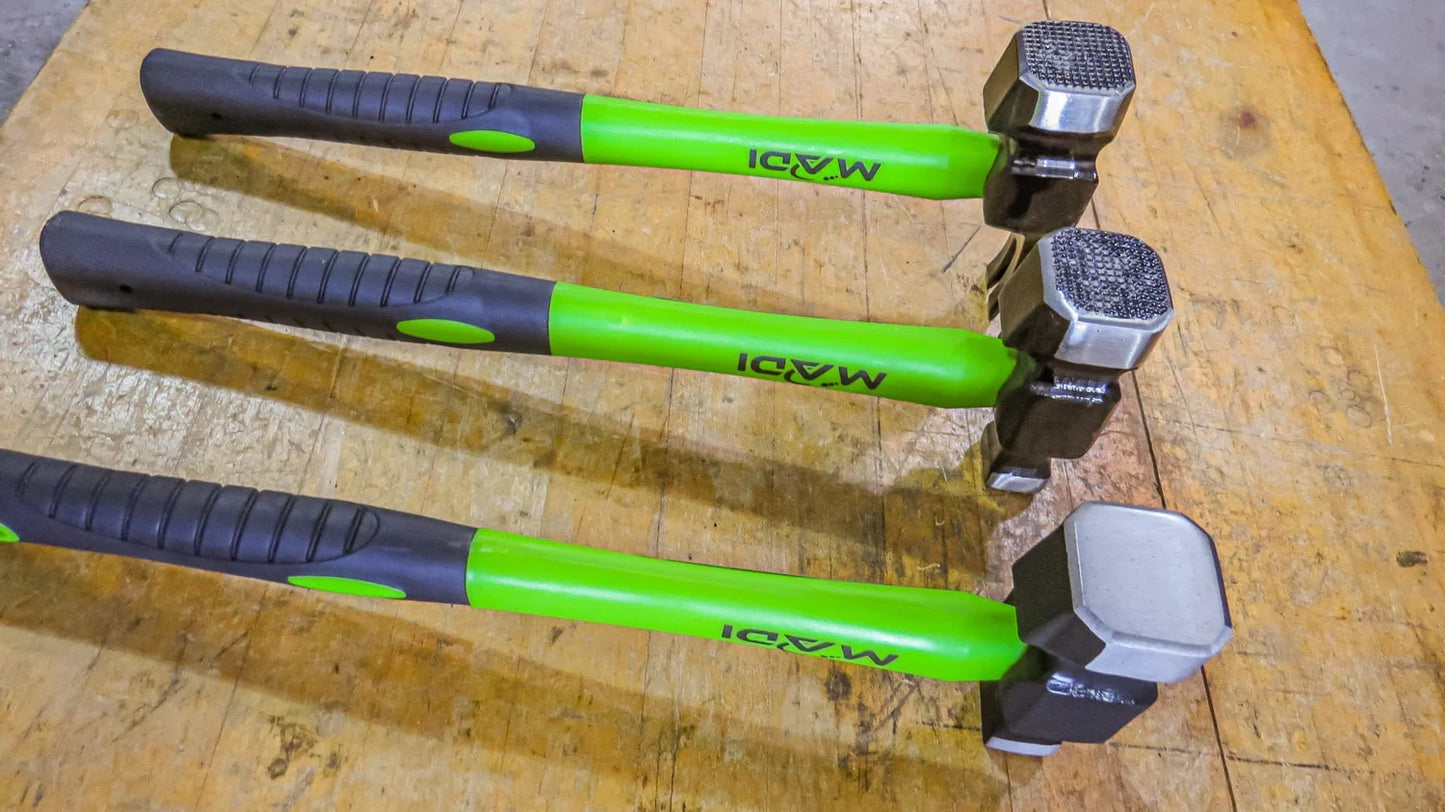 MADI Smooth Lineman Hammer 35 oz with Fiberglass Handle, Staple Puller, and J Hook Remover SLH-1