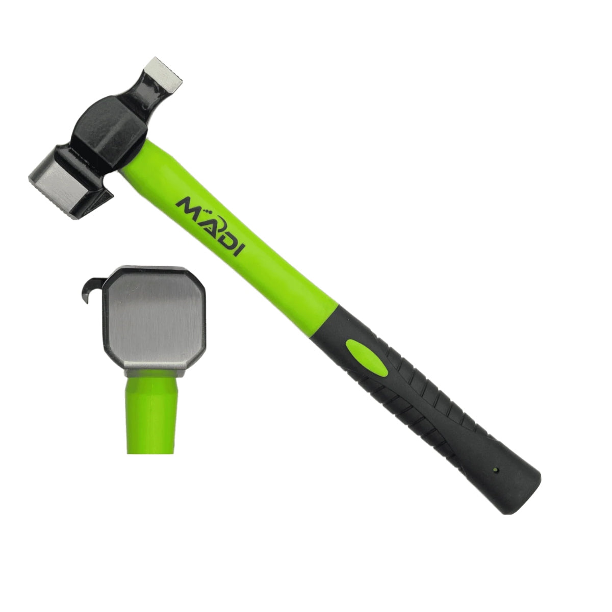 MADI Smooth Lineman Hammer 35 oz with Fiberglass Handle, Staple Puller, and J Hook Remover SLH-1